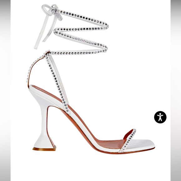 AMINA MUADDI VITA CRYSTAL SANDAL NAPPA WHITE+WHITE CRYSTAL SIZE 5